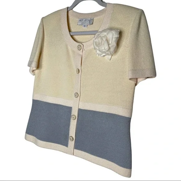 ST. JOHN by Marie Grey Santana Knit VINTAGE matching outfit sz 6! Skirt & button - Picture 10 of 11